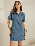 Denim Shirt Collar Dress