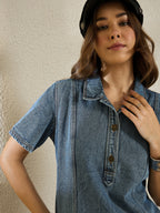 Denim Shirt Collar Dress