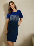 Colourblock Denim Dress