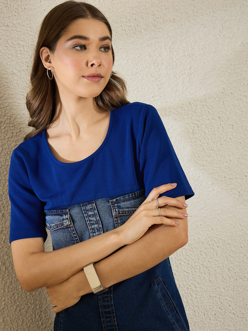 Colourblock Denim Dress