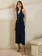 Denim Halter Neck Dress