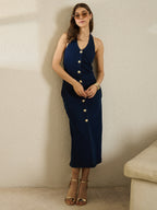 Denim Halter Neck Dress