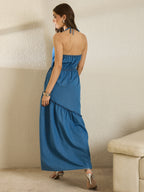 Denim Sleeve Haller Neck