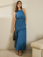 Denim Sleeve Haller Neck
