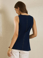 Navy Denim Vest Top