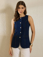 Navy Denim Vest Top