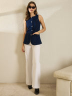 Navy Denim Vest Top