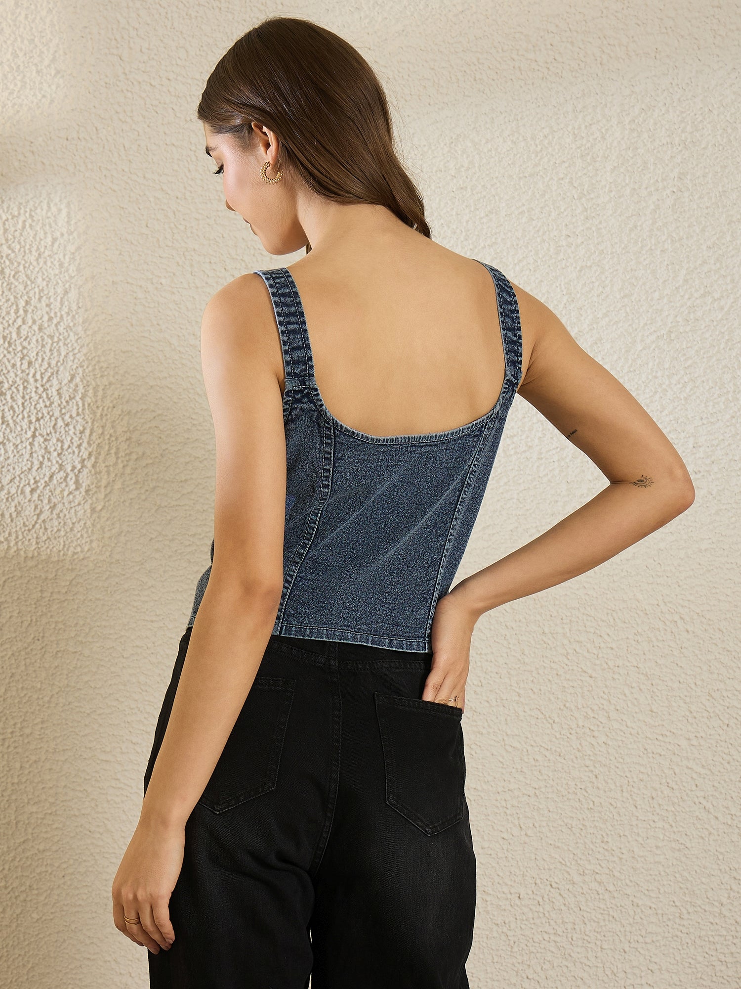 Blue Denim Strip Top
