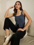 Blue Denim Strip Top