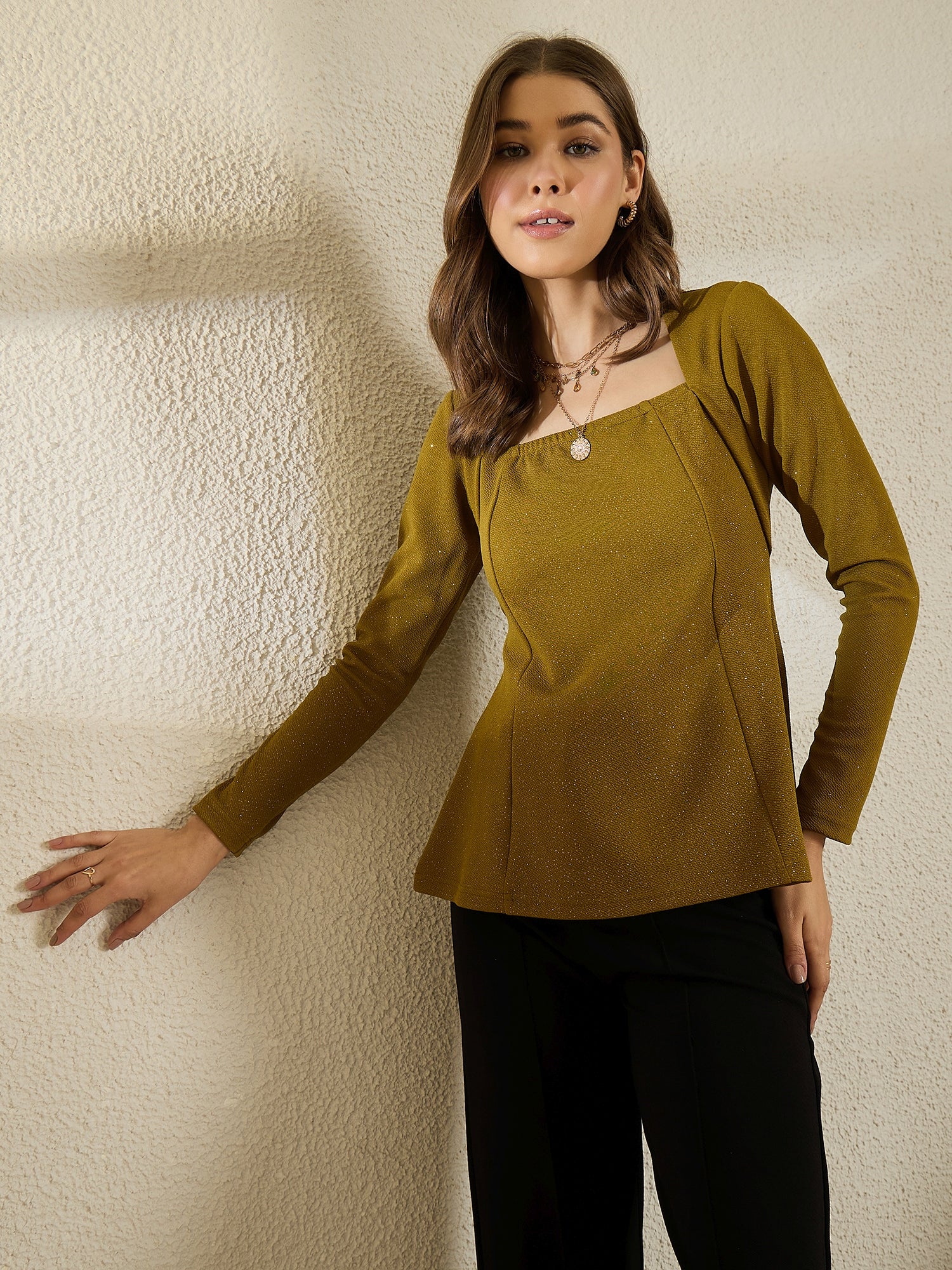 Yellow  Peplum Top