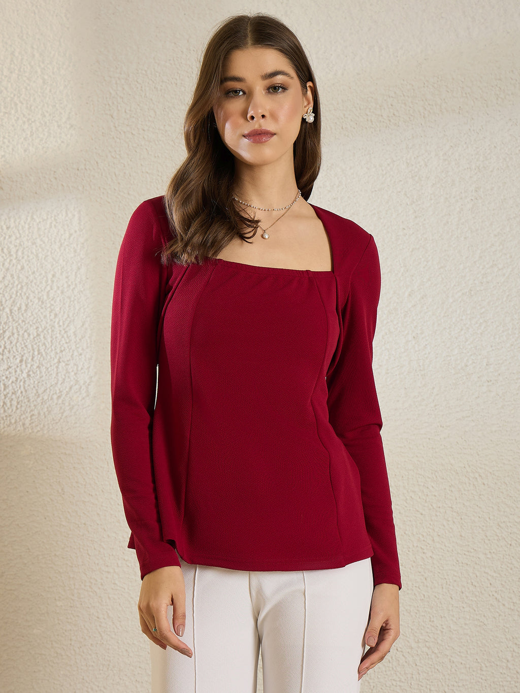 Maroon Peplum Top