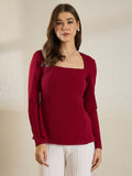 Maroon Peplum Top