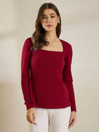 Maroon Peplum Top