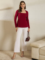 Maroon Peplum Top