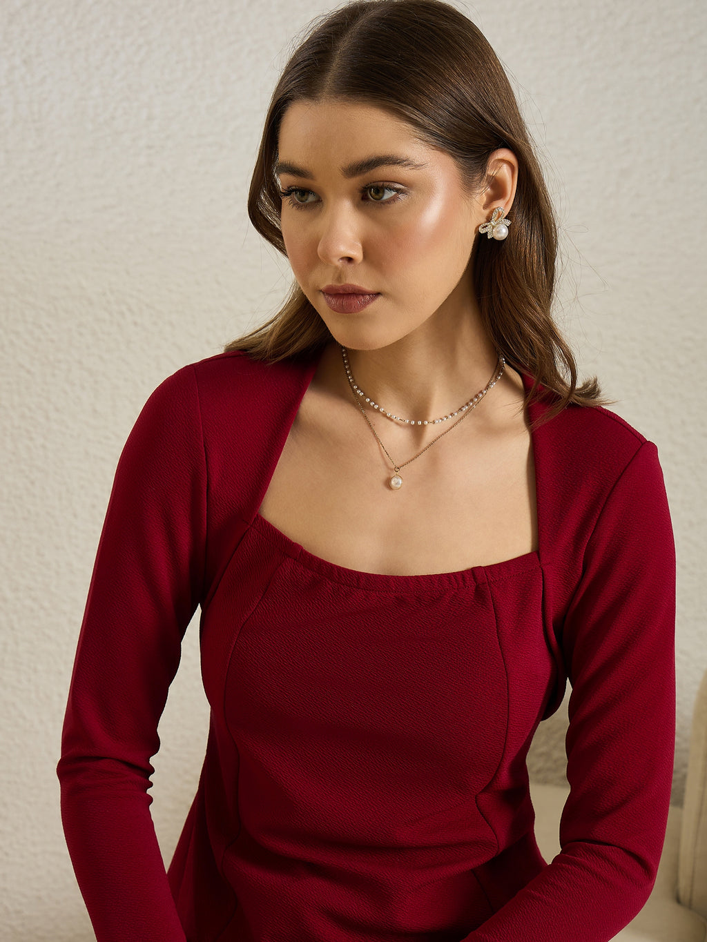 Maroon Peplum Top