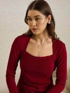 Maroon Peplum Top