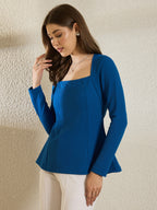 Ink  Blau Peplum Top