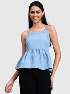 Denim Light Washed Spaghetti Top