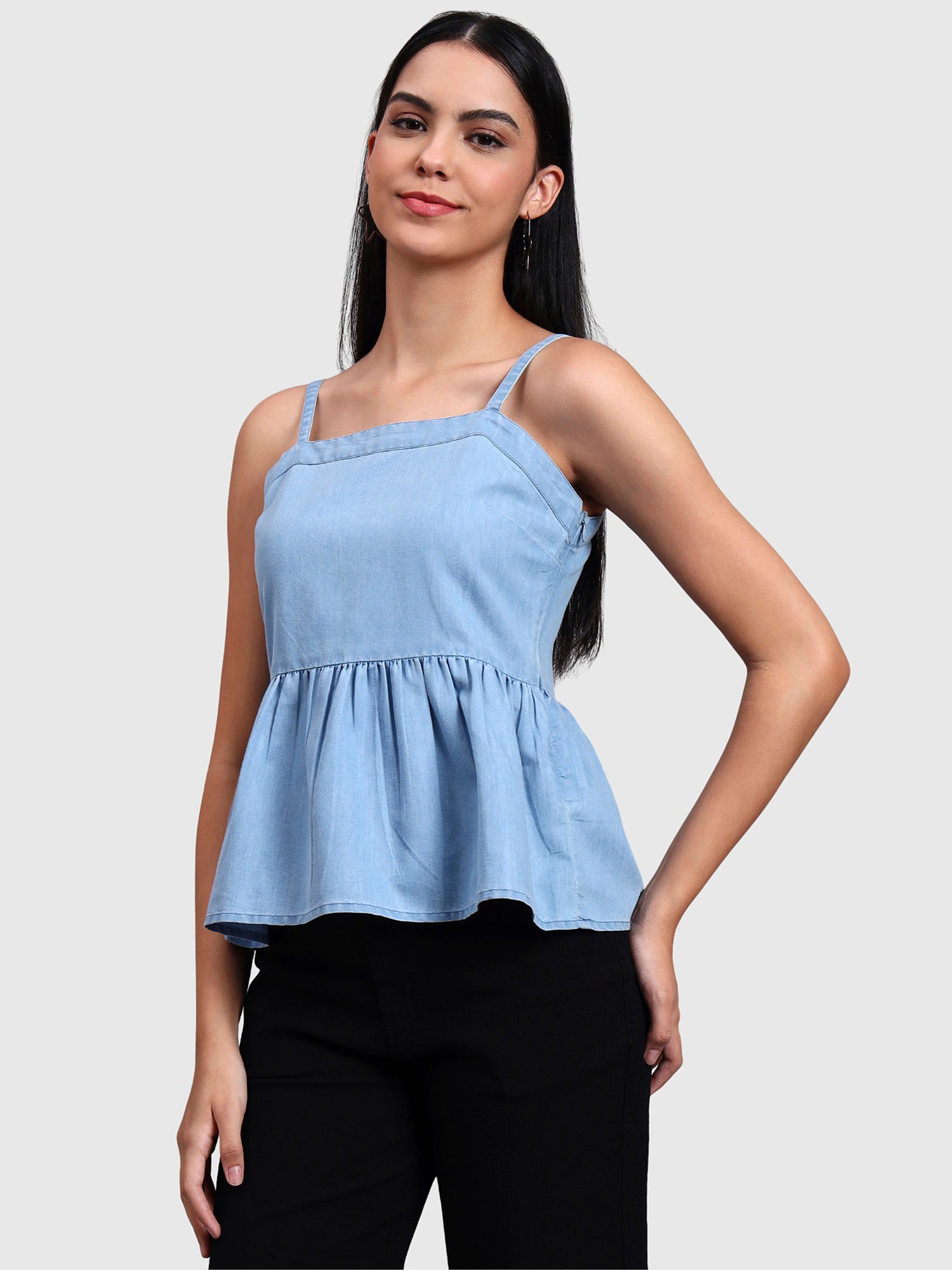 Denim Light Washed Spaghetti Top