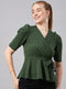 Green Wrap Peplum Top