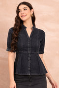 Denim Blouson Top