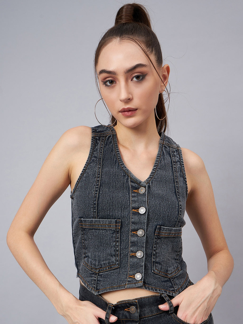 Black Vest Style Top