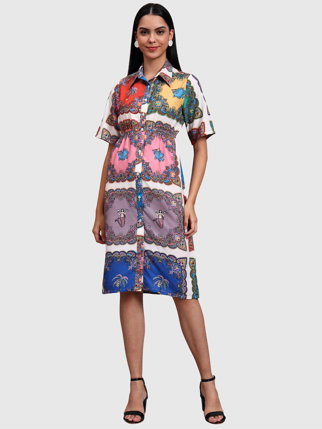Mutli Colur Box Print Dress