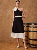 Woman Corsage detail One shoulder dress