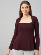 Wine Peplum Top