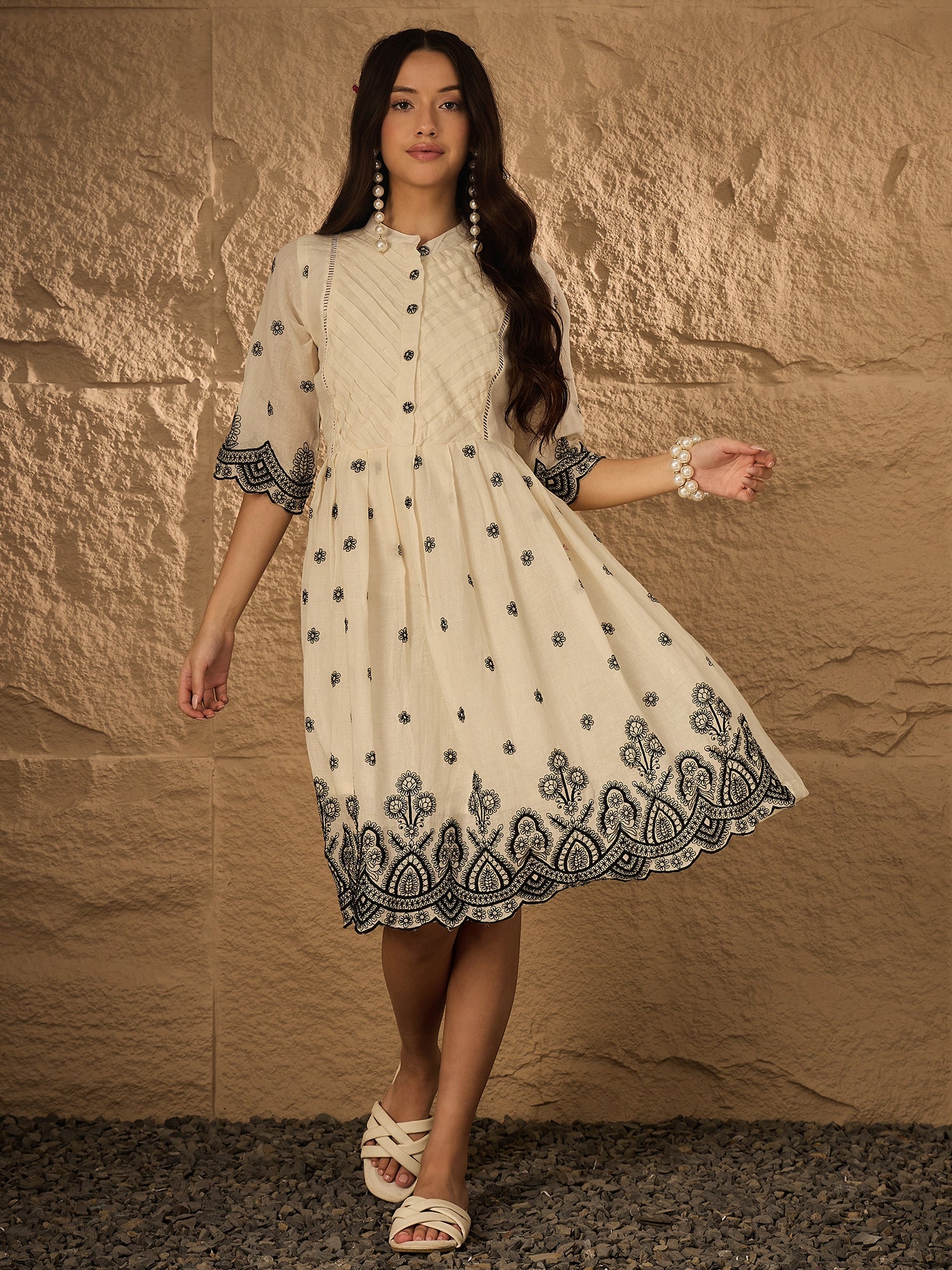 EMBROIDERED PURE COTTON DRESS