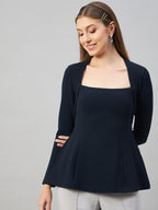 Navy Blau Peplum Top