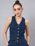 Blue Vest Style Top