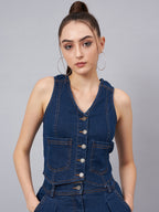 Blue Vest Style Top