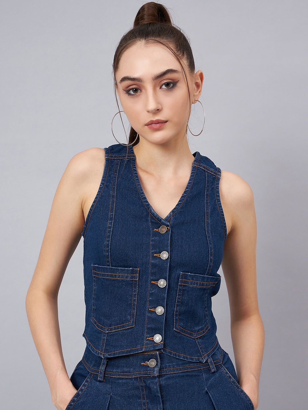Blue Vest Style Top