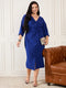 Royal Blue Plus Size Front Shimmer Dress