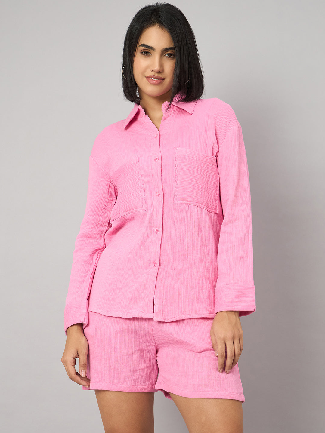 Pink Pure Cotton Shorts Set