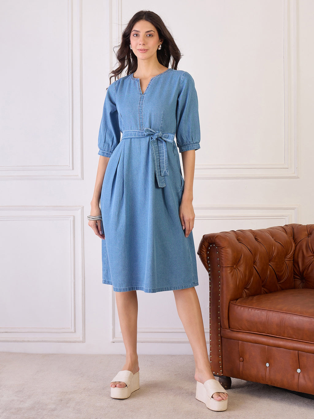 Denim Belted Dress