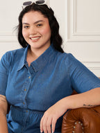 Blue Collar Neck Tiered Dress