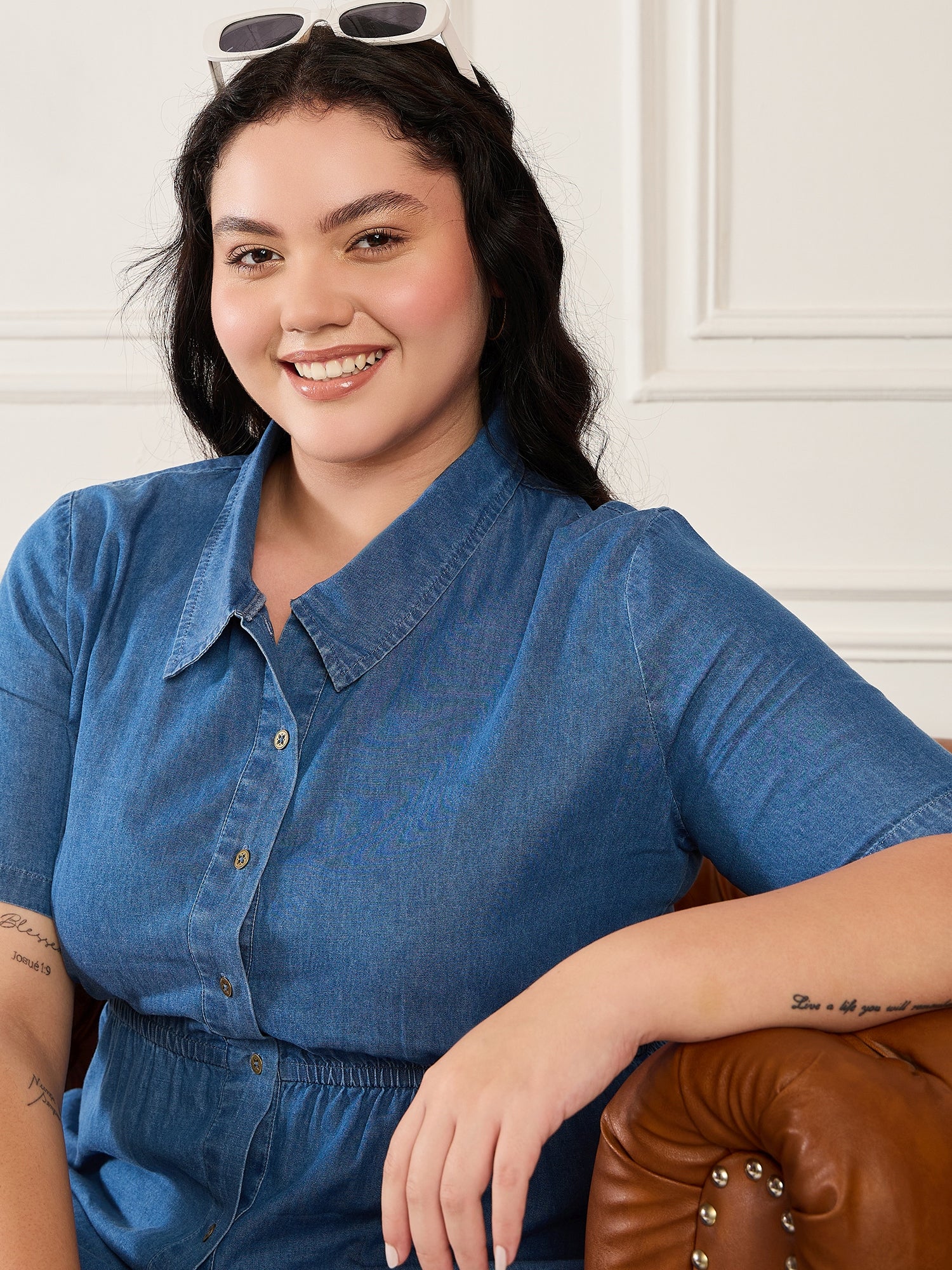 Blue Collar Neck Tiered Dress