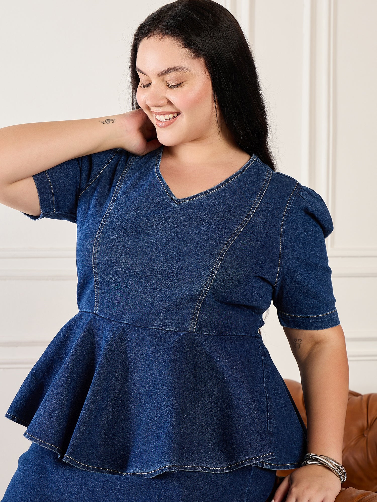 Denim Peplum Dress