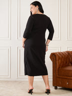 Black Plus Size Side Knot Shimmer Dress