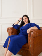 Royal Blue Plus Size Front Shimmer Dress