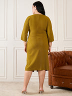 Olive Plus Size Front Knot Shimmer Dress
