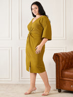 Olive Plus Size Front Knot Shimmer Dress