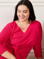 Fuschia Plus Size Side Knot Shimmer Dress