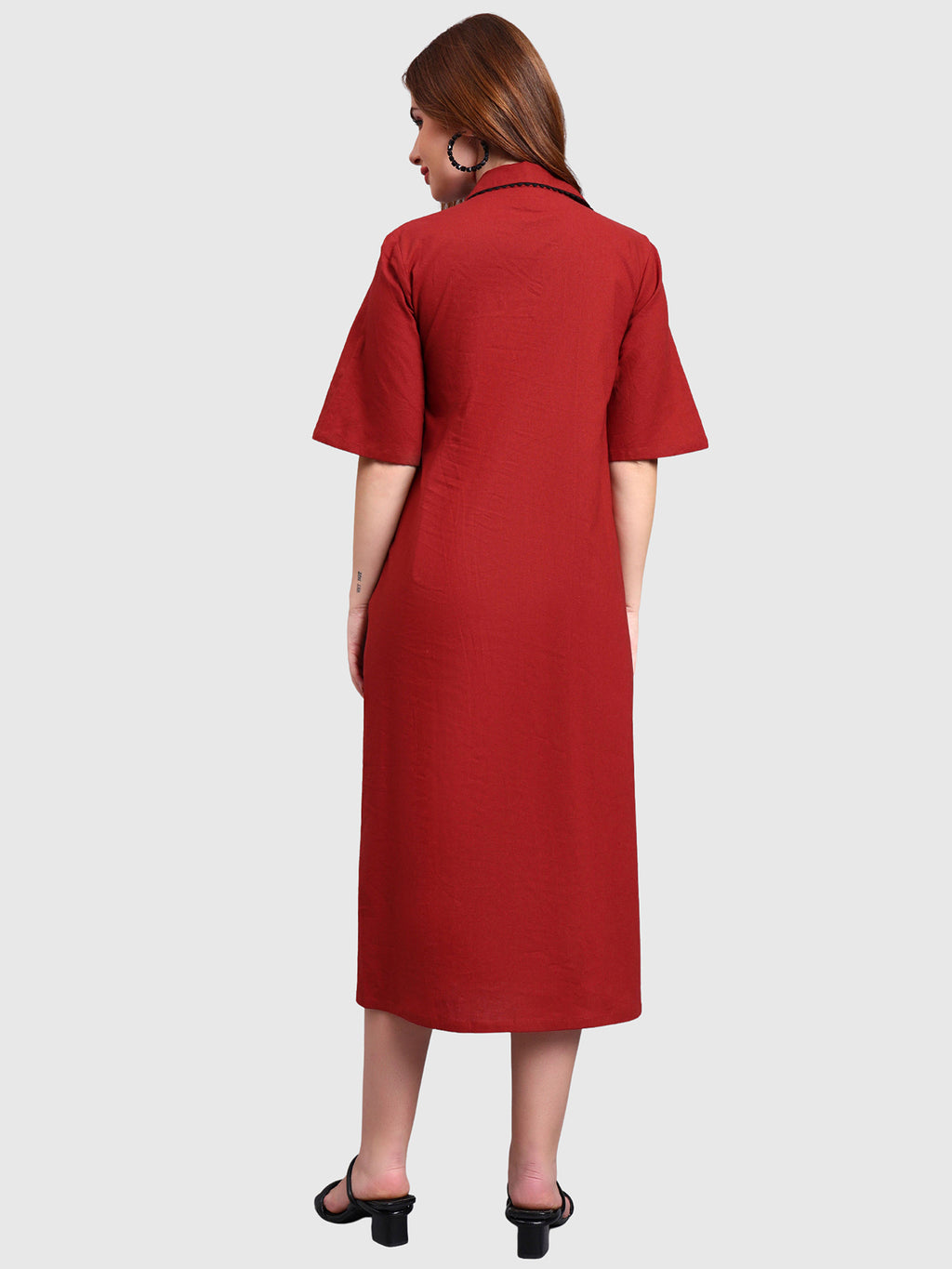 Rust Pure Cotton Relaxed Fit Dress