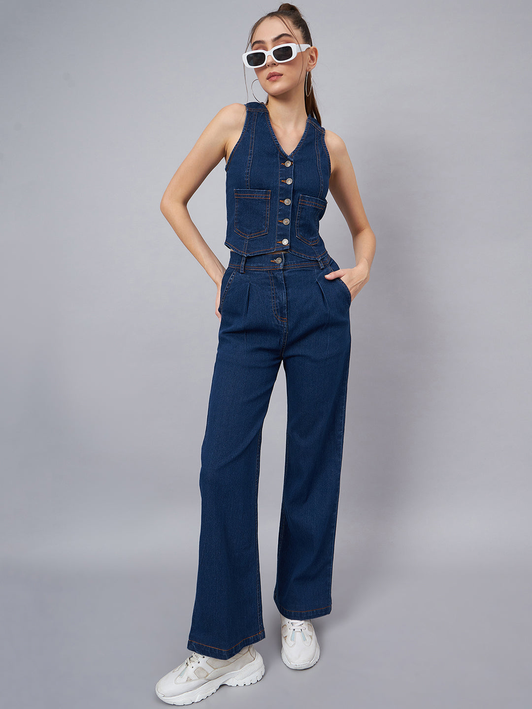 Blue Vest Style Top