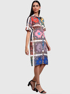 Mutli Colur Box Print Dress