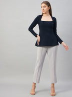 Navy Blau Peplum Top
