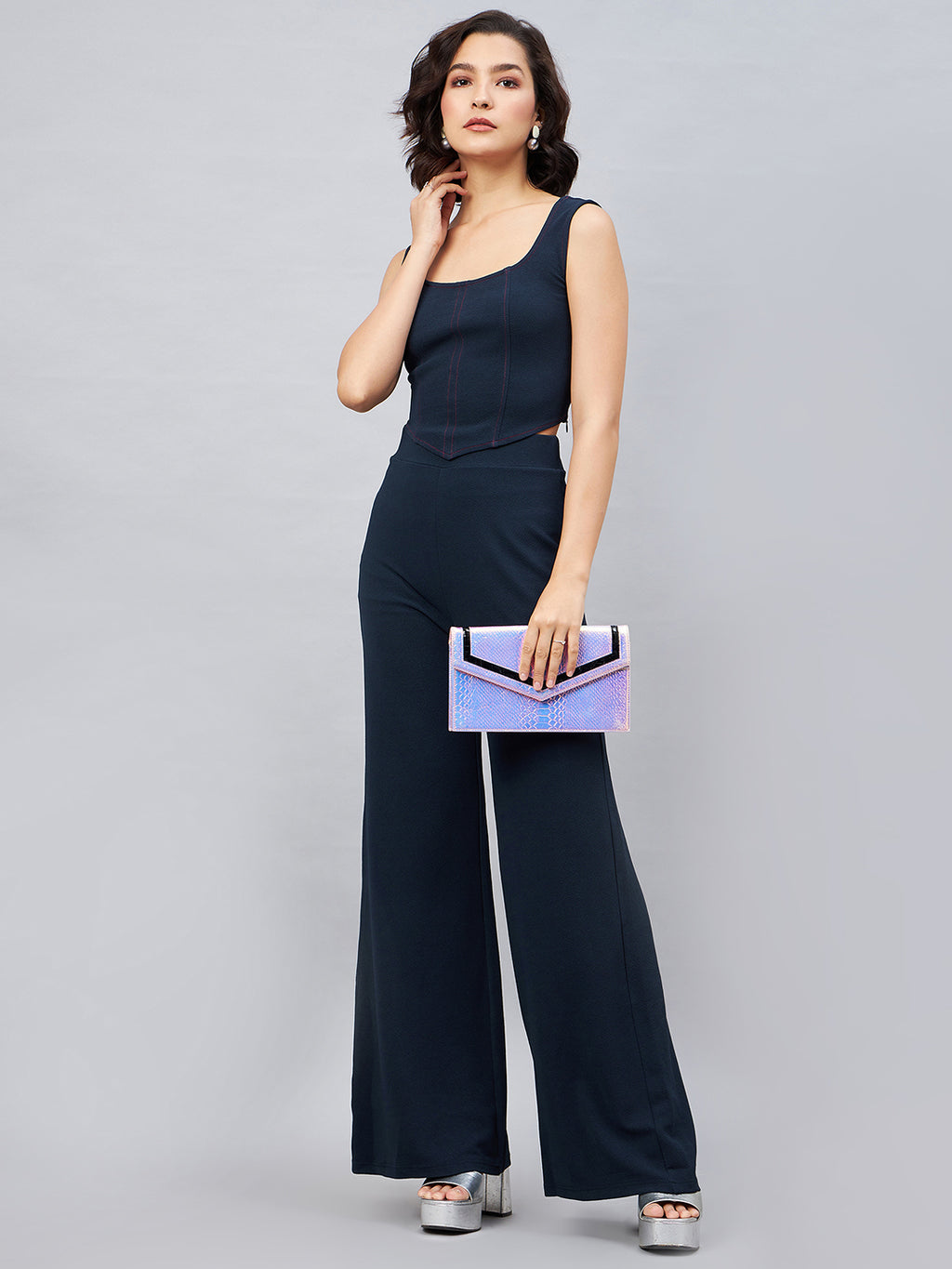 Navy Corset Style Top